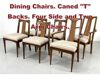 Lot 1013 Set 6 Modernist Dining Chairs. Caned T Backs. Four Side and Two Arm Chairs. 