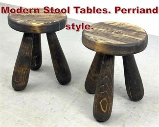 Lot 1030 Pair Chunky Organic Modern Stool Tables. Perriand style. 