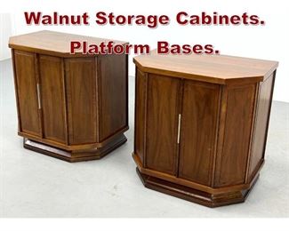 Lot 1061 Pr American Modern Walnut Storage Cabinets. Platform Bases.
