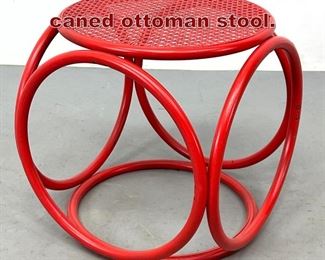 Lot 1070 Red Thonet style caned ottoman stool. 
