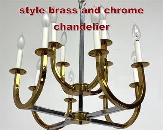 Lot 1071 Tommy Parzinger style brass and chrome chandelier