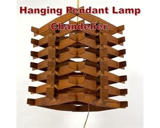 Lot 1080 Vintage Wood Slat Hanging Pendant Lamp Chandelier. 