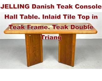 Lot 1088 SALLINGBOE JELLING Danish Teak Console Hall Table. Inlaid Tile Top in Teak Frame. Teak Double Triang