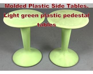 Lot 1089 2pc Turnstone Molded Plastic Side Tables. Light green plastic pedestal tables