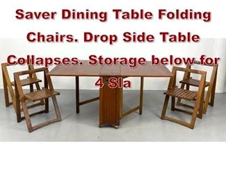 Lot 1093 Romanian Space Saver Dining Table Folding Chairs. Drop Side Table Collapses. Storage below for 4 Sla