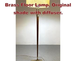 Lot 1096 LAUREL Walnut and Brass Floor Lamp. Original shade with diffuser. 