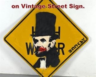 Lot 1097 Stencil Graffiti Art on Vintage Street Sign. 