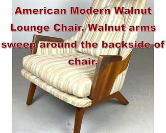 Lot 1105 ADRIAN PEARSALL American Modern Walnut Lounge Chair. Walnut arms sweep around the backside of chair.