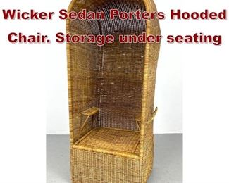 Lot 1119 Woven Rattan Wicker Sedan Porters Hooded Chair. Storage under seating