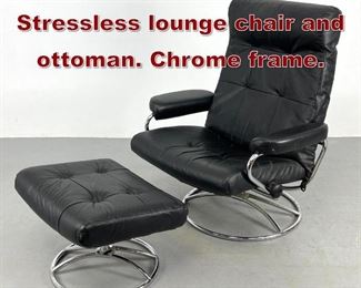 Lot 1120 EKORNES Stressless lounge chair and ottoman. Chrome frame. 