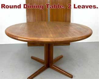 Lot 1136 Danish Modern Teak Round Dining Table. 2 Leaves. 