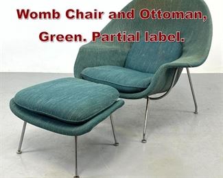 Lot 1137 Saarinen for Knoll Womb Chair and Ottoman, Green. Partial label.