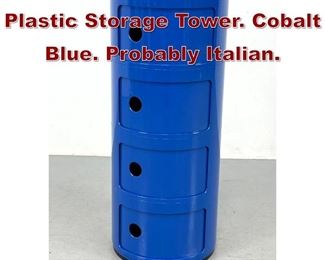 Lot 1142 Kartell style Molded Plastic Storage Tower. Cobalt Blue. Probably Italian. 