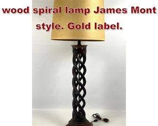 Lot 1155 Frederick Cooper wood spiral lamp James Mont style. Gold label. 
