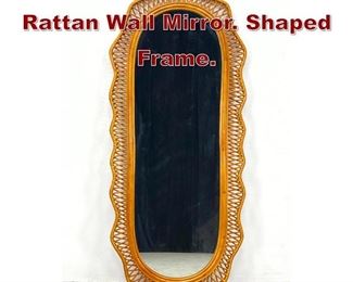 Lot 1160 Large Oval Wicker Rattan Wall Mirror. Shaped Frame. 