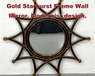 Lot 1164 Designer Black and Gold Starburst Frame Wall Mirror. Modernist design.