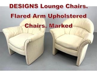 Lot 1181 Pr COMFORT DESIGNS Lounge Chairs. Flared Arm Upholstered Chairs. Marked