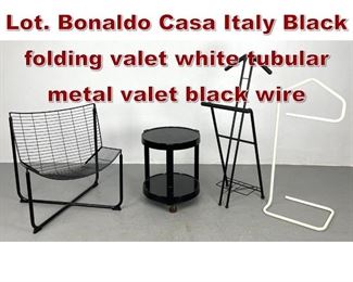 Lot 1188 Mid Century Modern Lot. Bonaldo Casa Italy Black folding valet white tubular metal valet black wire 