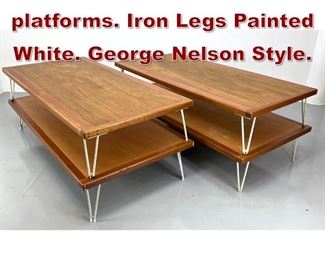Lot 1189 4pc Midcentury bed platforms. Iron Legs Painted White. George Nelson Style. 