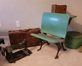 antique desk and singer sewing machine