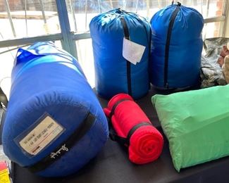 sleeping bags, Slumber Jack 0-degree sleeping bag, Eureka 2-man tent with storm shell, Rope and tie-downs