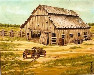 William Gustav Picknick (1894-1992), Barn, Oil On Board