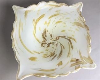 Gold And White Murano Square Glass Bowl
