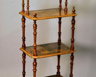 Victorian Walnut Inlaid Etagere