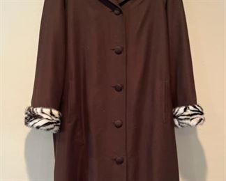 Mink-Lined Brown Rain Coat