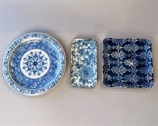 Three Blue And White Plates

