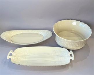 Group Of Three Lenox Serving Pieces: One Bowl And Two Serving Trays