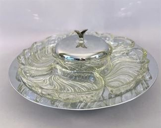 Vintage Kromex Lazy Susan Rotating Party Platter, 1950-1960