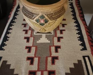 Mostique Jardiniere and Navajo Rug 
