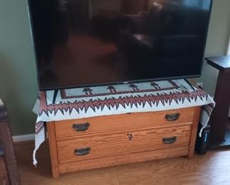 Oak Cabinet and TV