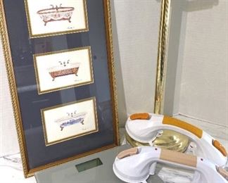 Bathtub Print, Scale, Toilet Paper Holder, Scale, 2 Suction Cup Handlebars For Shower