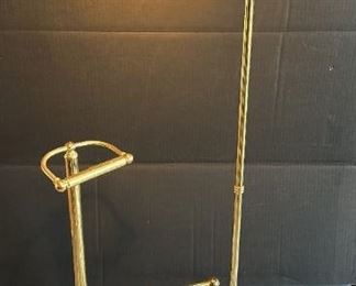 Brass Floor Lamp, Duck Head Bookends, Towel And Toilet Paper Holder