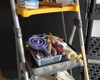Cosco Painters Ladder With Bucket Tray And Plethora Of Painting Supplies