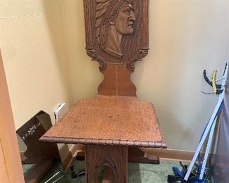Hand Carved Antique Native American Indian small chair Stomps Burkhardt Co.