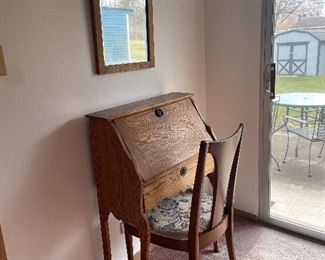 oak small secretary desk antique