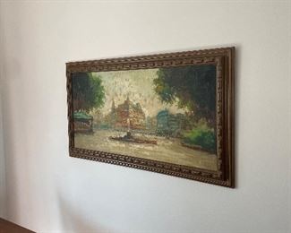 Large oil on board painting 