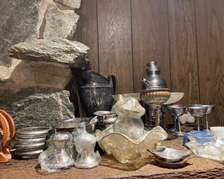 Silver plate and a few sterling pieces serviceware 