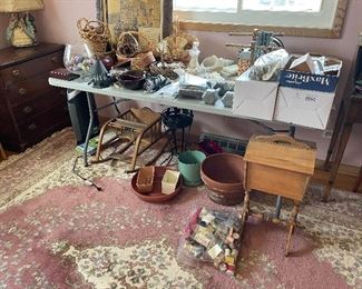 Planters vintage baby Walker rocker baskets vintage Easter egg ornaments sequence, air purifier 