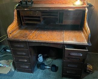Roll top desk antique nice dark patina