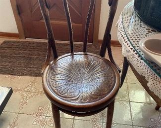 thonet embossed leather parlor chairs, two available. 