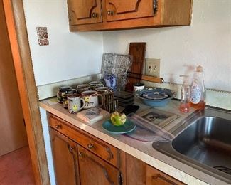 Kitchen vintage pottery, apple not for sale. 