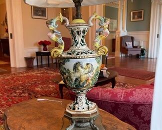 Pair of porcelain Capodimonte lamps