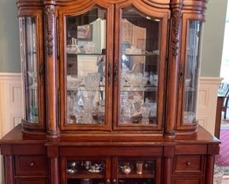 Beautiful large china cabinet/buffet.  7'4" h x 6'4" w