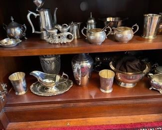selection of silver-plate and sterling