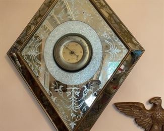 Smith's barometer set in etched mirror