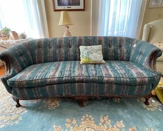 This item is available for pre-sale,  antique clawfoot sofa